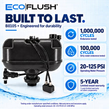 EcoFlush B8105 Toilet Replacement Kit,1.28 GPF / 4.8 L, Left-Side Control Flushmate 503H/504 for Select Kohler, American Standard, Gerber, Mansfield, Zurn & Western Pottery Pressure-Assisted Toilets